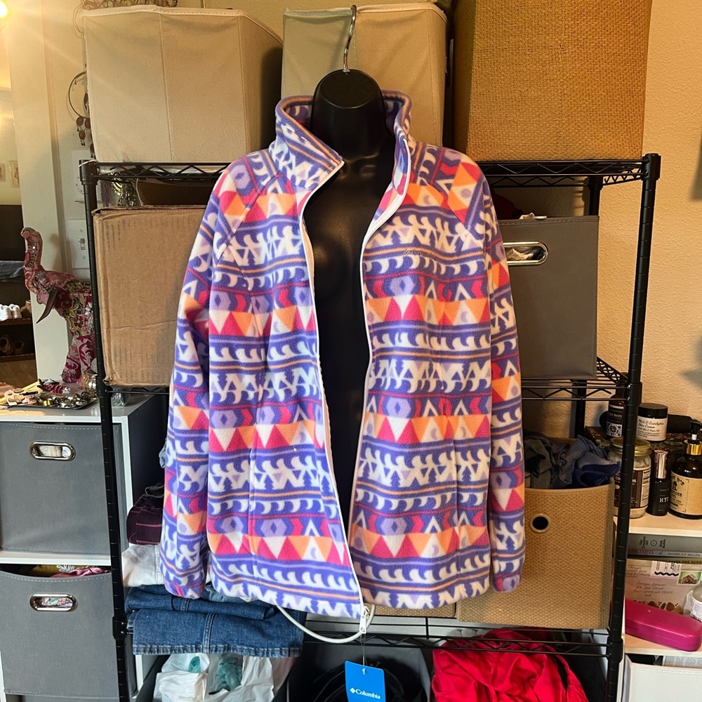 Columbia Sawyer Rapids Printed Full Zip Fleece - Purple, Pink & Orange